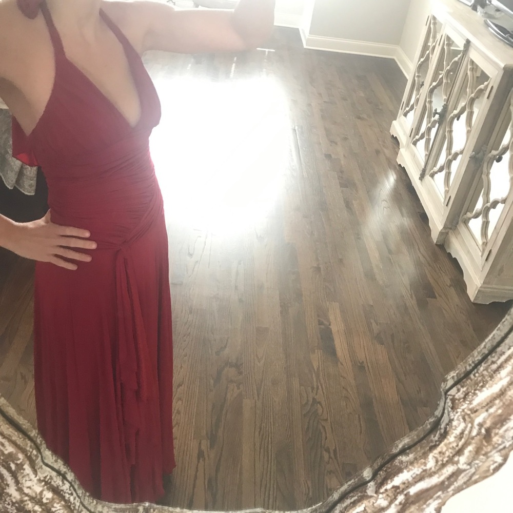 Ruby Red Bcbg Formal Gown- Low Cut - Xs - image 1